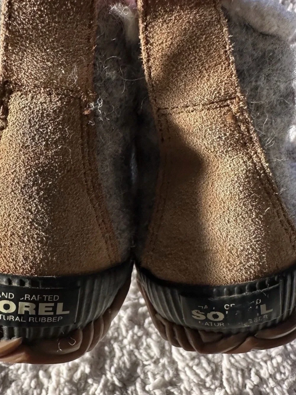Sorel Brown and Gray Sherpa-Lined Waterproof Winter Duck Boots size 5